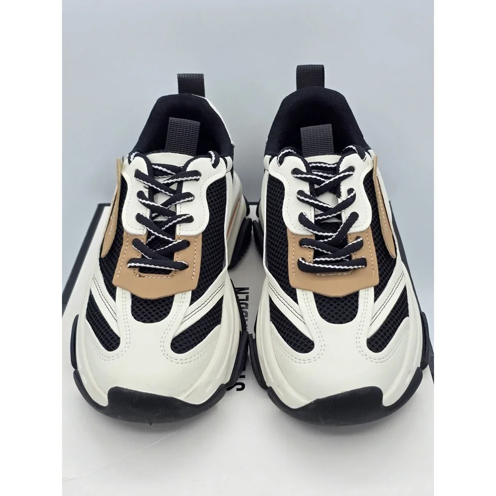 Steve Madden Possession Comfort‎ Lace-Up Mesh Sneakers Black Tan Sz 6.5 M